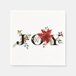 Serviette En Papier Joie festive colorée avec Poinsettias et Berries