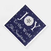 Serviette En Papier Joie nautique Sandollar Bleu Blanc Noël (Coin)