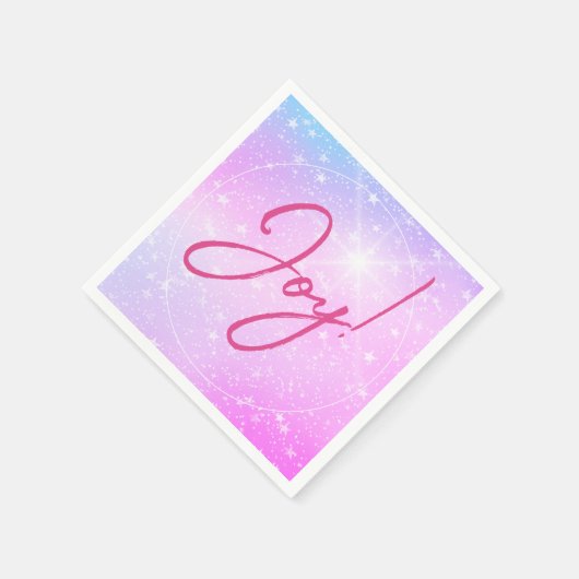 Serviette En Papier Joie ! ou votre message Fuchsia Texte Purple Rose (Coin)