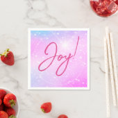 Serviette En Papier Joie! ou Votre Message Texte Fuchsia Violet Rose É (En situation)
