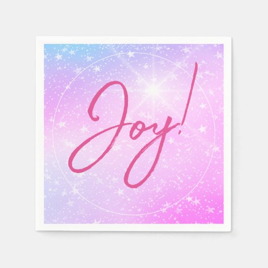 Serviette En Papier Joie! ou Votre Message Texte Fuchsia Violet Rose É (Devant)