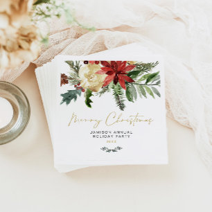 Serviette En Papier JOIY Red Poinsettia Décor de fête de Noël