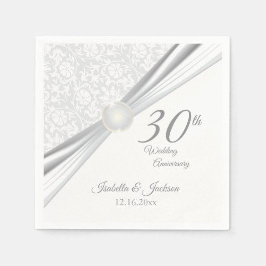 Serviette En Papier Joli 30ème anniversaire Mariage Design (Devant)