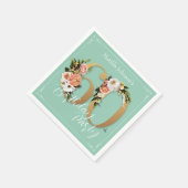 Serviette En Papier Joli 60e anniversaire Monnaie or Floral Glamour (Coin)