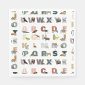 Serviette En Papier Joli Alphabet ABC Animaux (Devant)