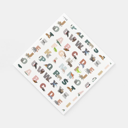 Serviette En Papier Joli Alphabet ABC Animaux (Coin)