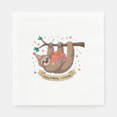 Serviette En Papier Joli Anniversaire à la Sloth (Devant)