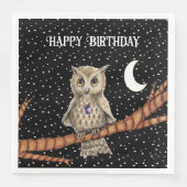 Serviette En Papier Joli Anniversaire Chouette Brown Purple Crystal Mo (Devant)