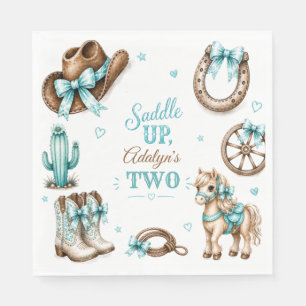 Serviette En Papier Joli Anniversaire de Cowgirl Occidental Cheval Fil