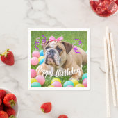 Serviette En Papier Joli anniversaire de mignonne Bulldog (En situation)