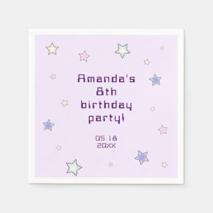 Serviette En Papier Joli Anniversaire Enfants Rose Clair Étoiles Rétro