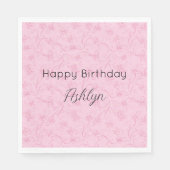 Serviette En Papier Joli anniversaire féminin rose floral rose (Devant)