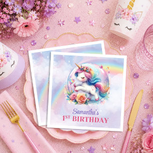 Serviette En Papier Joli Anniversaire Fille Licorne Magique Nappe de f