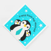 Serviette En Papier Joli Anniversaire Garçon Pingouins Blue Neckties (Coin)