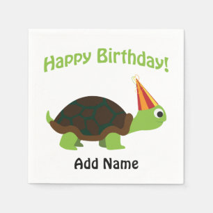 Serviette En Papier Joli anniversaire ! Tortue