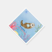 Serviette En Papier Joli arc-en-ciel Otter Scallops fête d'anniversair (Coin)