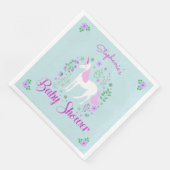 Serviette En Papier Joli Baby shower Aqua rose Unicorne Personnalisé (Coin)