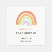 Serviette En Papier Joli Baby shower arc-en-ciel Élégante Pêche simple (Devant)