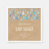 Serviette En Papier Joli Baby shower Bleu Raindrops / Saupoudrer Boho (Devant)