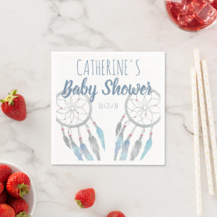 Serviette En Papier Joli Baby shower Boho Blue Dreamcatcher