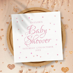 Serviette En Papier Joli Baby shower Coeurs Rose