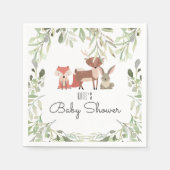 Serviette En Papier Joli Baby shower d'animaux en bois (Devant)