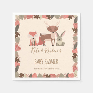 Serviette En Papier Joli Baby shower d'animaux en bois Couples