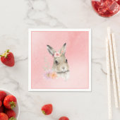 Serviette En Papier Joli Baby shower d'aquarelle de lapin rose (En situation)