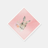 Serviette En Papier Joli Baby shower d'aquarelle de lapin rose (Coin)