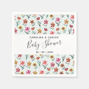 Serviette En Papier Joli Baby shower d'aquarelle verte Floral Couples