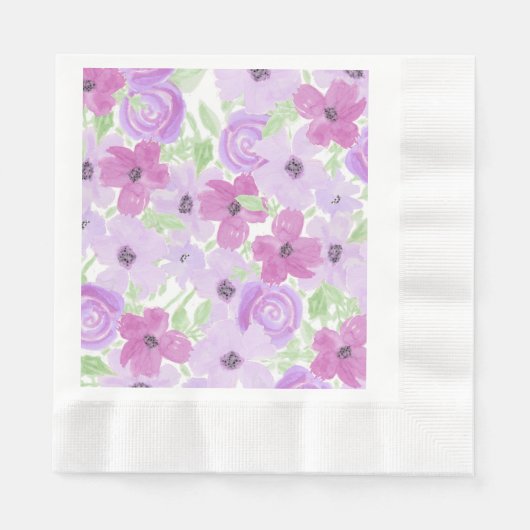 Serviette En Papier Joli Baby shower d'aquarelle violet (Devant)