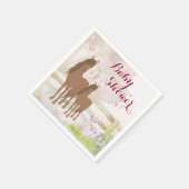 Serviette En Papier Joli Baby shower de chevaux et de fleurs Brown (Coin)
