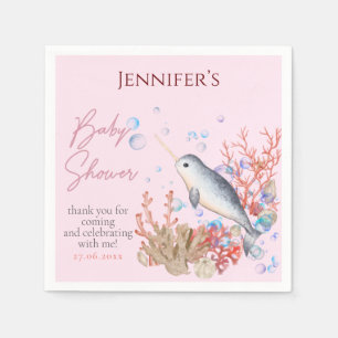 Serviette En Papier Joli Baby shower de coquillages Narwhal rocailleux
