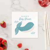Serviette En Papier Joli baby shower de garçon de baleine bleue. Anima (En situation)