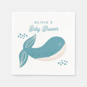 Serviette En Papier Joli baby shower de garçon de baleine bleue. Anima (Devant)