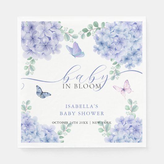 Serviette En Papier Joli Baby shower de jardin fleuri Hydrangea (Devant)