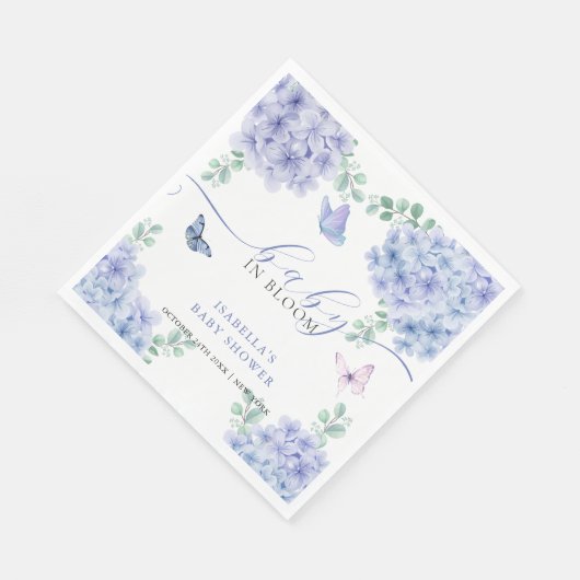 Serviette En Papier Joli Baby shower de jardin fleuri Hydrangea (Coin)