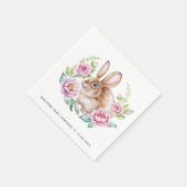 Serviette En Papier Joli Baby shower de lapin et de fleurs roses en Wa (Coin)