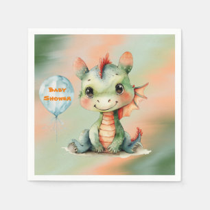 Serviette En Papier Joli Baby shower Dragon Orange Vert