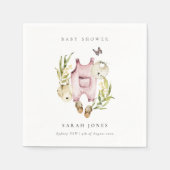 Serviette En Papier Joli Baby shower Feuilleté Rose Foliage Fille Vête (Devant)