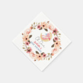 Serviette En Papier Joli baby shower fleur sauvage de dinosaure dragon (Coin)