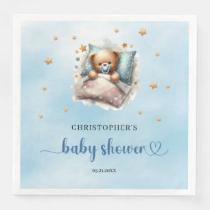 Serviette En Papier Joli baby shower garçon ours en peluche dormant