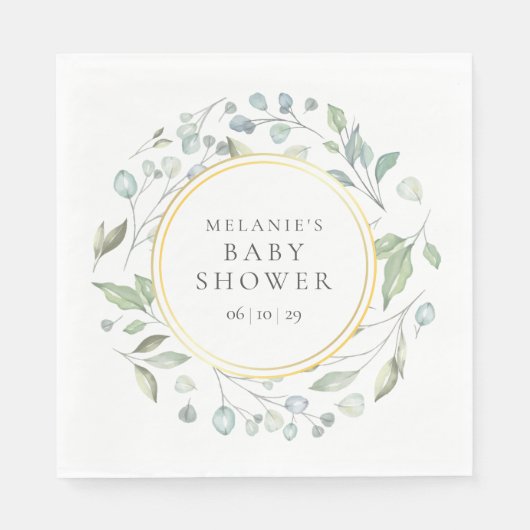Serviette En Papier Joli Baby shower Garland Laurel / Saupoudrer (Devant)
