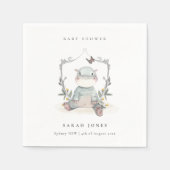 Serviette En Papier Joli Baby shower Jaune bébé Hippo Foliage (Devant)