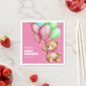 Serviette En Papier Joli Baby shower rose Ours Teddy (En situation)