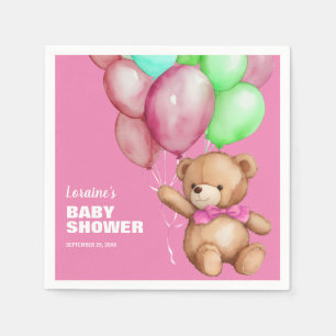 Serviette En Papier Joli Baby shower rose Ours Teddy