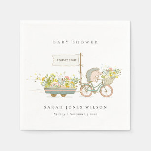 Serviette En Papier Joli Baby shower Vélo Hérisson Cultivé Localement 