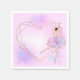 Serviette En Papier Joli Ballet Géométrique Filles Spécial Rose Fête