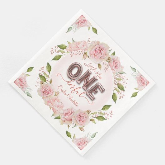 Serviette En Papier Joli Ballons Roses (Coin)