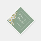 Serviette En Papier Joli Basil Vert & Blanc Mariage (Coin)
